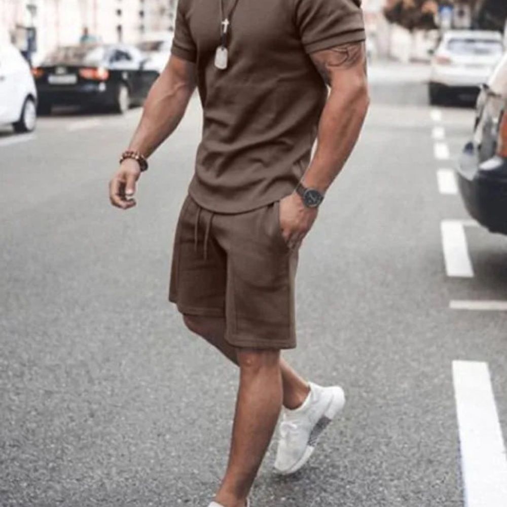 Men's Brown Casual Shirt and Shorts